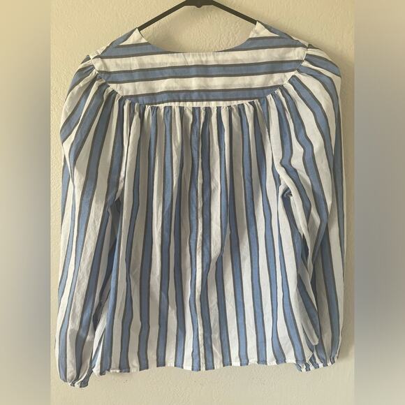 Gap blue and white striped cotton blouse size Medium - Picture 3 of 7